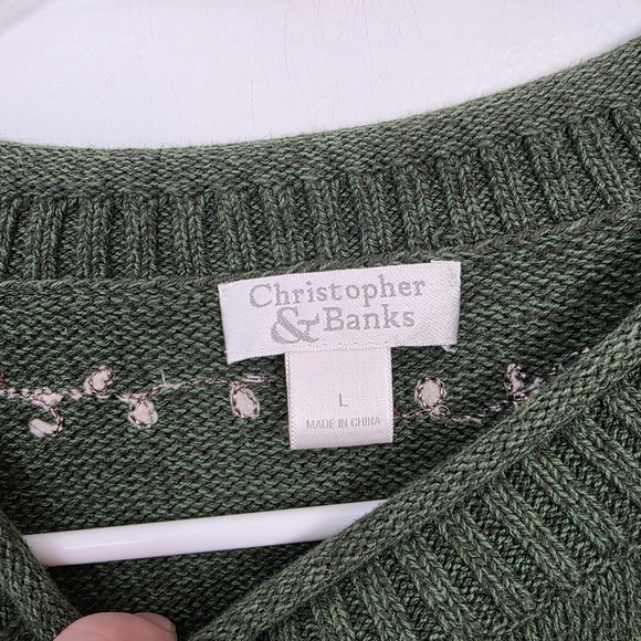 C&B Green Santa Christmas Presents Embroidered Winter Grandmacore Sweater Size L - Picture 6 of 9